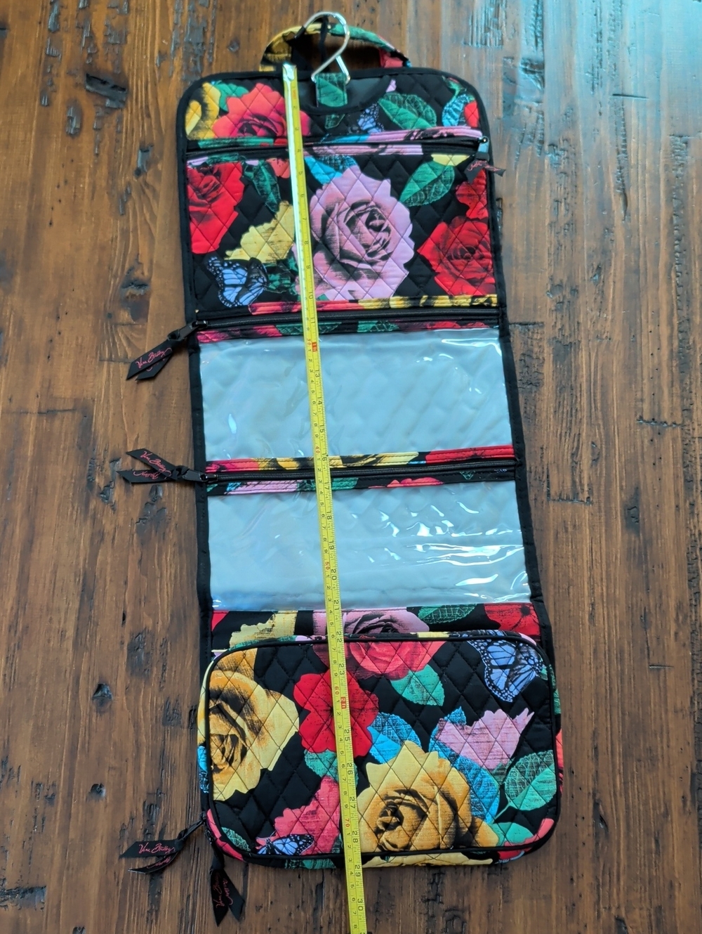 Vera Bradley Havana Rose Black Quilted Hanging Travel Cosmetic Bag New SALE!! - Picture 11 of 14
